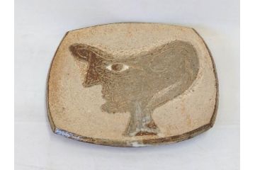 人間国宝　田村耕一　約28cm　9寸　個性的なデザインが存在感を放つ角皿(大皿、和皿、和食器、共箱付き、九寸)(R-076731)