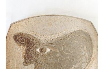 人間国宝　田村耕一　約28cm　9寸　個性的なデザインが存在感を放つ角皿(大皿、和皿、和食器、共箱付き、九寸)(R-076731)