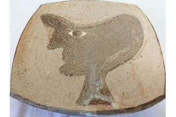 人間国宝　田村耕一　約28cm　9寸　個性的なデザインが存在感を放つ角皿(大皿、和皿、和食器、共箱付き、九寸)(R-076731)