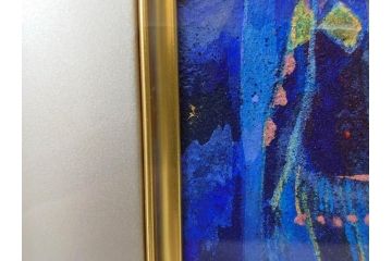 真作　山下邦雄　「サーカスがやってきた」　F0号　日本画(共シール、絵画、額装、箱付き)(R-076732)