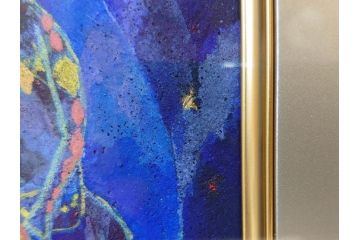 真作　山下邦雄　「サーカスがやってきた」　F0号　日本画(共シール、絵画、額装、箱付き)(R-076732)