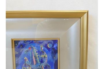 真作　山下邦雄　「サーカスがやってきた」　F0号　日本画(共シール、絵画、額装、箱付き)(R-076732)