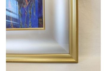 真作　山下邦雄　「サーカスがやってきた」　F0号　日本画(共シール、絵画、額装、箱付き)(R-076732)