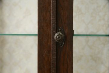 イギリスアンティーク　シンプルで小振りなオーク材のブックケース(本箱、本棚、収納棚、戸棚、ガラスケース、Gケース、ショーケース、ディスプレイケース、コレクションケース、飾り棚、陳列棚、店舗什器、英国)(R-076734)