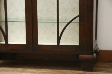 イギリスアンティーク　シンプルで小振りなオーク材のブックケース(本箱、本棚、収納棚、戸棚、ガラスケース、Gケース、ショーケース、ディスプレイケース、コレクションケース、飾り棚、陳列棚、店舗什器、英国)(R-076734)