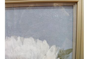 真作　山下邦雄　「牡丹」　6F(6号)　日本画(ぼたん、花、共シール、絵画、額装、箱付き)(R-076743)