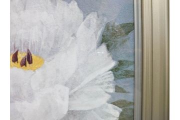 真作　山下邦雄　「牡丹」　6F(6号)　日本画(ぼたん、花、共シール、絵画、額装、箱付き)(R-076743)