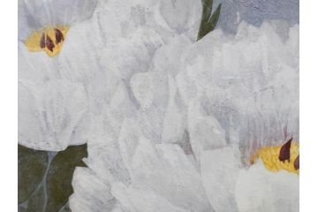 真作　山下邦雄　「牡丹」　6F(6号)　日本画(ぼたん、花、共シール、絵画、額装、箱付き)(R-076743)