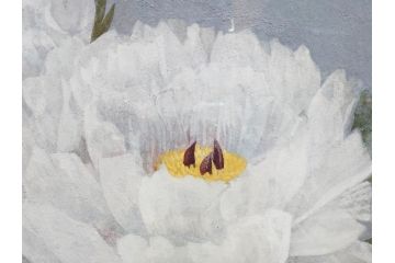 真作　山下邦雄　「牡丹」　6F(6号)　日本画(ぼたん、花、共シール、絵画、額装、箱付き)(R-076743)