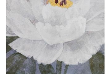 真作　山下邦雄　「牡丹」　6F(6号)　日本画(ぼたん、花、共シール、絵画、額装、箱付き)(R-076743)