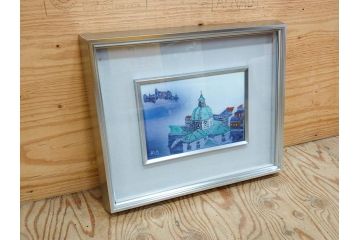 真作　辻毅彦　陶額(風景画、陶板画、額装、箱付き)(R-076744)