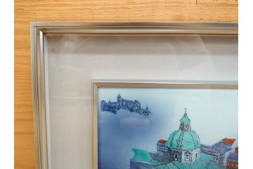 真作　辻毅彦　陶額(風景画、陶板画、額装、箱付き)(R-076744)