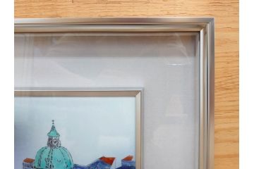 真作　辻毅彦　陶額(風景画、陶板画、額装、箱付き)(R-076744)