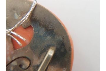 時代物　珊瑚　彫刻　美しい色と花の彫りが素敵な帯留め(サンゴ、和装小物、着物道具、帯締め、アクセサリー)(R-076747)