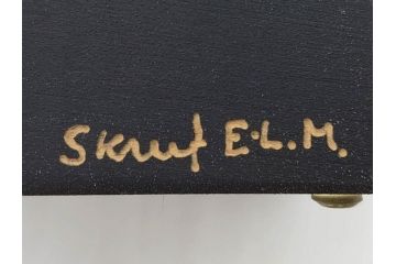 スウェーデン　SKRUF(スクルーフ)社　Eva Lena Martinson(エヴァ・リナ・マーティンソン)　ガラスのヘラジカとバイキング2点セット(ガラスアート、オブジェ、置き物、置物、ディスプレイ、北欧)(R-076750)