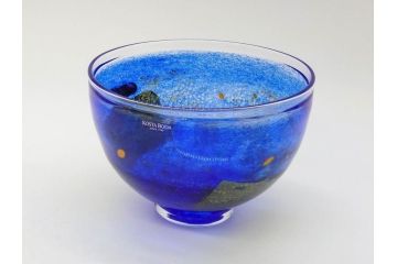 スウェーデン　KOSTA BODA(コスタボダ)　Bertil Vallien(バーティル・ヴァリーン)　Satellite(サテライト)　様々な装飾が美しいボウル(洋食器、サラダボウル、ガラスボウル、深皿、北欧)(R-076751)