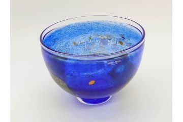 スウェーデン　KOSTA BODA(コスタボダ)　Bertil Vallien(バーティル・ヴァリーン)　Satellite(サテライト)　様々な装飾が美しいボウル(洋食器、サラダボウル、ガラスボウル、深皿、北欧)(R-076751)