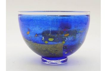 スウェーデン　KOSTA BODA(コスタボダ)　Bertil Vallien(バーティル・ヴァリーン)　Satellite(サテライト)　様々な装飾が美しいボウル(洋食器、サラダボウル、ガラスボウル、深皿、北欧)(R-076751)