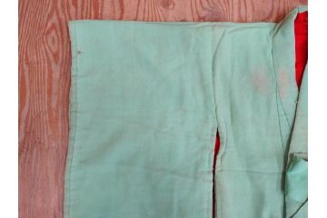 大正〜昭和初期　縮緬(ちりめん)　松竹梅　鶴　扇子　子供着物　振袖(子ども、古布、リメイク、衣装、Japanese KIMONO)(R-076755)
