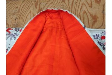 明治〜大正　正絹　刺繍　鶴亀　松竹梅　振袖　着物　打掛(古布、リメイク、衣装、Japanese KIMONO)(R-076756)