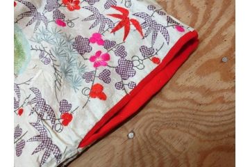 明治〜大正　正絹　刺繍　鶴亀　松竹梅　振袖　着物　打掛(古布、リメイク、衣装、Japanese KIMONO)(R-076756)