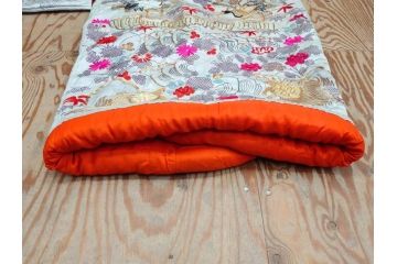 明治〜大正　正絹　刺繍　鶴亀　松竹梅　振袖　着物　打掛(古布、リメイク、衣装、Japanese KIMONO)(R-076756)