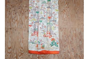 大正〜昭和初期　正絹　刺繍　鶴亀　松竹梅　着物　打掛(古布、リメイク、衣装、Japanese KIMONO)(R-076757)