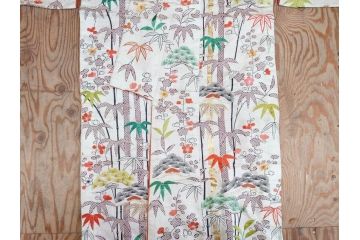 大正〜昭和初期　正絹　刺繍　鶴亀　松竹梅　着物　打掛(古布、リメイク、衣装、Japanese KIMONO)(R-076757)