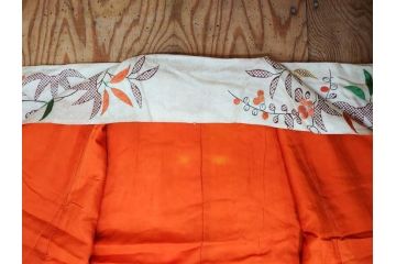 大正〜昭和初期　正絹　刺繍　鶴亀　松竹梅　着物　打掛(古布、リメイク、衣装、Japanese KIMONO)(R-076757)