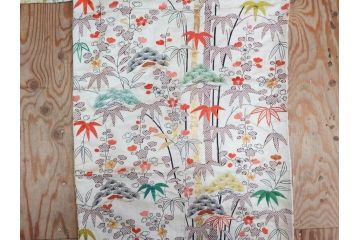 大正〜昭和初期　正絹　刺繍　鶴亀　松竹梅　着物　打掛(古布、リメイク、衣装、Japanese KIMONO)(R-076757)