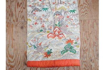 大正〜昭和初期　正絹　刺繍　鶴亀　松竹梅　着物　打掛(古布、リメイク、衣装、Japanese KIMONO)(R-076757)