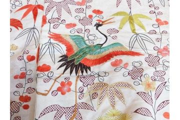大正〜昭和初期　正絹　刺繍　鶴亀　松竹梅　着物　打掛(古布、リメイク、衣装、Japanese KIMONO)(R-076757)