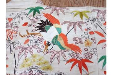大正〜昭和初期　正絹　刺繍　鶴亀　松竹梅　着物　打掛(古布、リメイク、衣装、Japanese KIMONO)(R-076757)