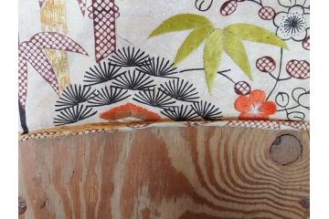 大正〜昭和初期　正絹　刺繍　鶴亀　松竹梅　着物　打掛(古布、リメイク、衣装、Japanese KIMONO)(R-076757)