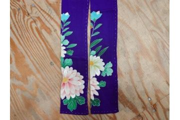 大正〜昭和初期　縮緬(ちりめん)　正絹　牡丹　梅　菊　桔梗　子供着物(子ども、古布、リメイク、衣装、Japanese KIMONO)(R-076758)