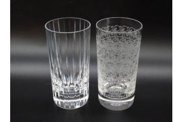 フランス　Baccarat　バカラ　ローハン　ハーモニー　高貴でエレガントなデザインが美しいグラス2客セット(ハイボール、フルレッドクリスタルガラス、コップ)(R-076760)