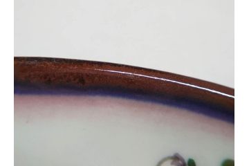 大正〜昭和初期　伊万里　色絵　猪に僮乗るの図　豚　花園　約23cm　7.5寸　繊細な図柄と色淡いが素敵な中皿(和皿、和食器、七寸五分)(R-076761)