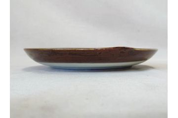 大正〜昭和初期　伊万里　色絵　猪に僮乗るの図　豚　花園　約23cm　7.5寸　繊細な図柄と色淡いが素敵な中皿(和皿、和食器、七寸五分)(R-076761)