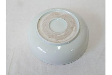 江戸期　伊万里　色絵　約13cm　4.5寸　鶴に巻物図　縁起の良い図柄が上品ななます皿4枚セット(小皿、和皿、深皿、和食器、四寸五分)(R-076762)