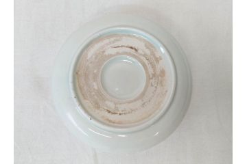 江戸期　伊万里　色絵　約13cm　4.5寸　鶴に巻物図　縁起の良い図柄が上品ななます皿4枚セット(小皿、和皿、深皿、和食器、四寸五分)(R-076762)
