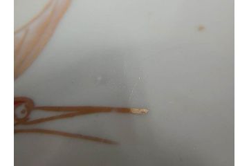 江戸期　伊万里　色絵　約13cm　4.5寸　鶴に巻物図　縁起の良い図柄が上品ななます皿4枚セット(小皿、和皿、深皿、和食器、四寸五分)(R-076762)