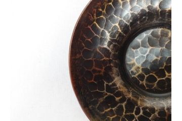 玉川堂　銅製托子　独特な色合いや肌触りをお楽しみいただける茶托5枚セット(鎚目、鎚起、五客揃、銅器、茶道具、煎茶道具、共箱付き)(R-076765)