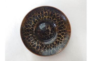 玉川堂　銅製托子　独特な色合いや肌触りをお楽しみいただける茶托5枚セット(鎚目、鎚起、五客揃、銅器、茶道具、煎茶道具、共箱付き)(R-076765)
