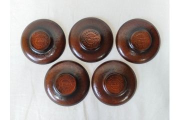純銅　独特な質感が味わい深い茶托5枚セット(銅製托子、鎚目、鎚起、五客揃、銅器、茶道具、煎茶道具、共箱付き)(R-076766)