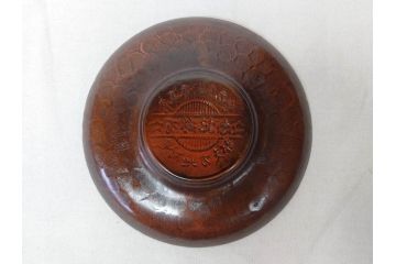 純銅　独特な質感が味わい深い茶托5枚セット(銅製托子、鎚目、鎚起、五客揃、銅器、茶道具、煎茶道具、共箱付き)(R-076766)