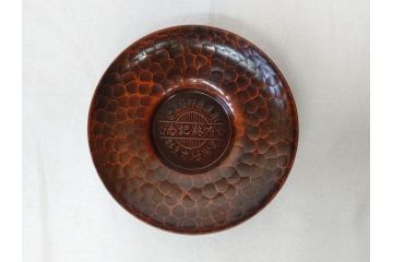 純銅　独特な質感が味わい深い茶托5枚セット(銅製托子、鎚目、鎚起、五客揃、銅器、茶道具、煎茶道具、共箱付き)(R-076766)