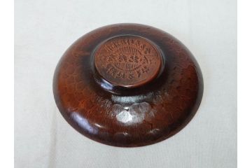 純銅　独特な質感が味わい深い茶托5枚セット(銅製托子、鎚目、鎚起、五客揃、銅器、茶道具、煎茶道具、共箱付き)(R-076766)