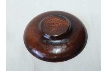 純銅　独特な質感が味わい深い茶托5枚セット(銅製托子、鎚目、鎚起、五客揃、銅器、茶道具、煎茶道具、共箱付き)(R-076766)