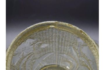 戦前　大正〜昭和初期　花のデザインが魅力のあめや瓶(菓子瓶、砂糖壷、キャンディーポット、ガラス瓶、ガラスビン、蓋(フタ)付き、ペロペロ、飴屋)(R-076769)