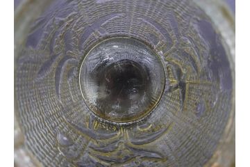 戦前　大正〜昭和初期　花のデザインが魅力のあめや瓶(菓子瓶、砂糖壷、キャンディーポット、ガラス瓶、ガラスビン、蓋(フタ)付き、ペロペロ、飴屋)(R-076769)